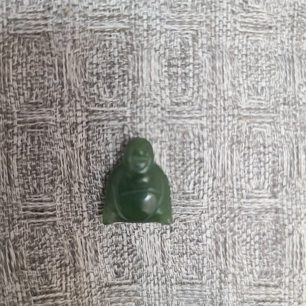 VINTAGE Healing Gemstone Jade Laughing Mini Buddha